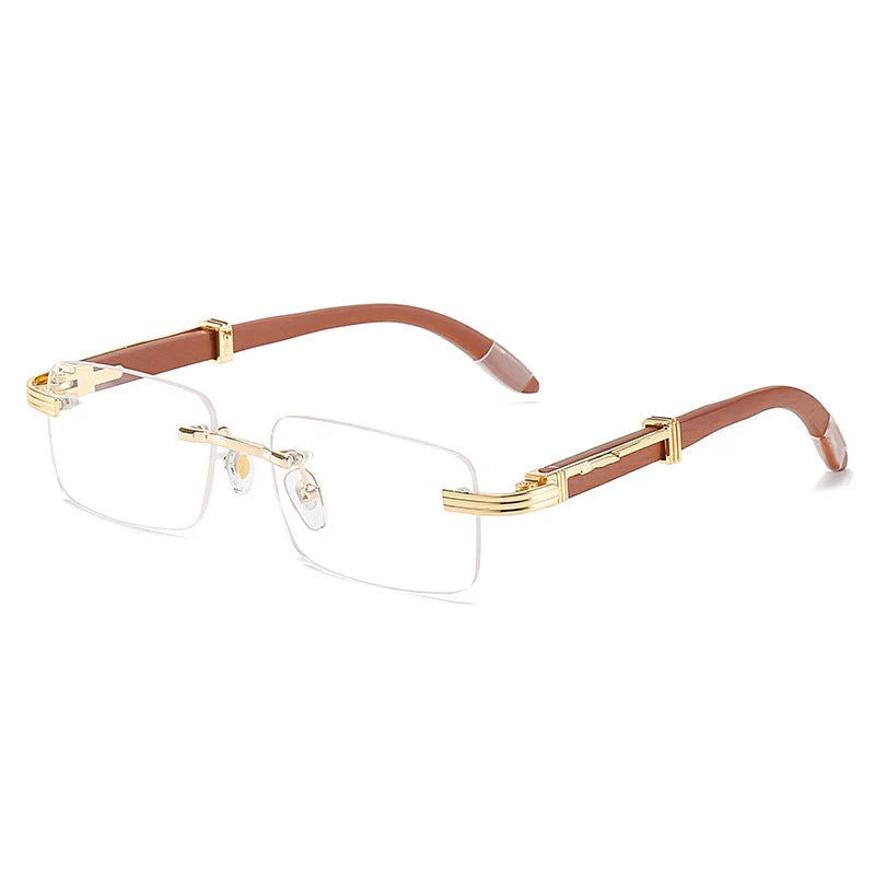 Lunettes de soleil homme luxe bois sans contour UV400 - Rectangulaire polarisées