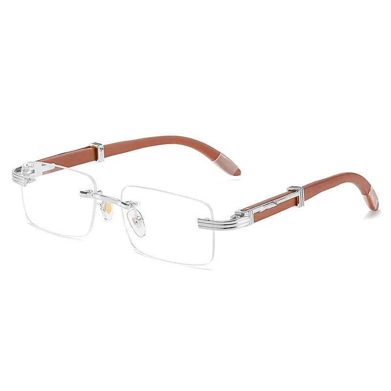 Lunettes de soleil homme luxe bois sans contour UV400 - Rectangulaire polarisées