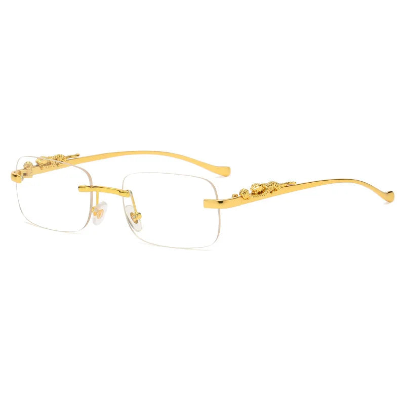Monture de Lunettes de Soleil Sans Contour en Métal Léopard - Verres Teintés Polarisés Luxe pour Homme | LDSH