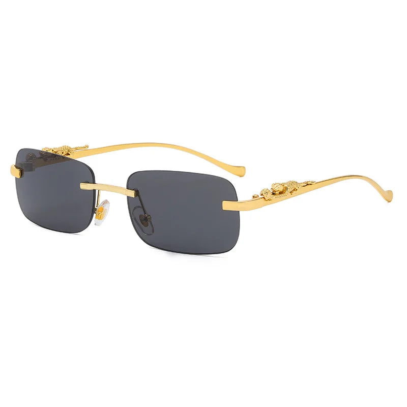 Monture de Lunettes de Soleil Sans Contour en Métal Léopard - Verres Teintés Polarisés Luxe pour Homme | LDSH