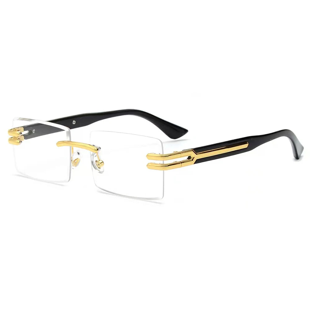 Lunettes de Soleil Homme Luxe Sans Monture Rectangle UV400 - Polarisation, Élégance et Protection