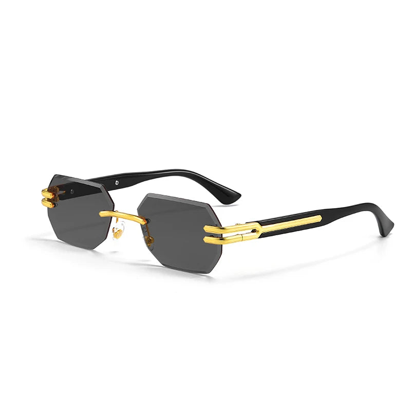 Lunettes de Soleil Homme Luxe Sans Monture Rectangle UV400 - Polarisation, Élégance et Protection