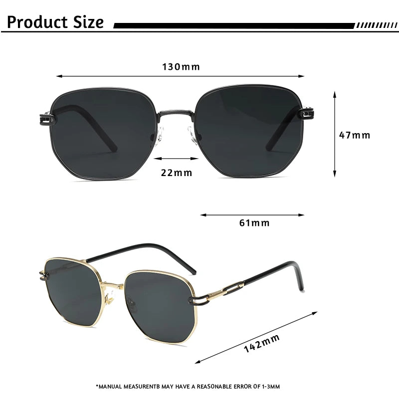 Lunettes de Soleil Homme Luxe Polarisées - Monture Métal Polygonale UV400