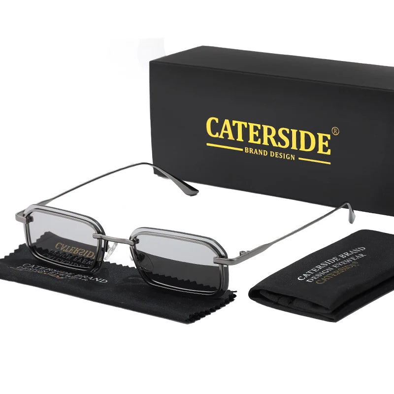 Lunettes de soleil homme luxe polarisées UV400 - Monture carrée rétro  punk.