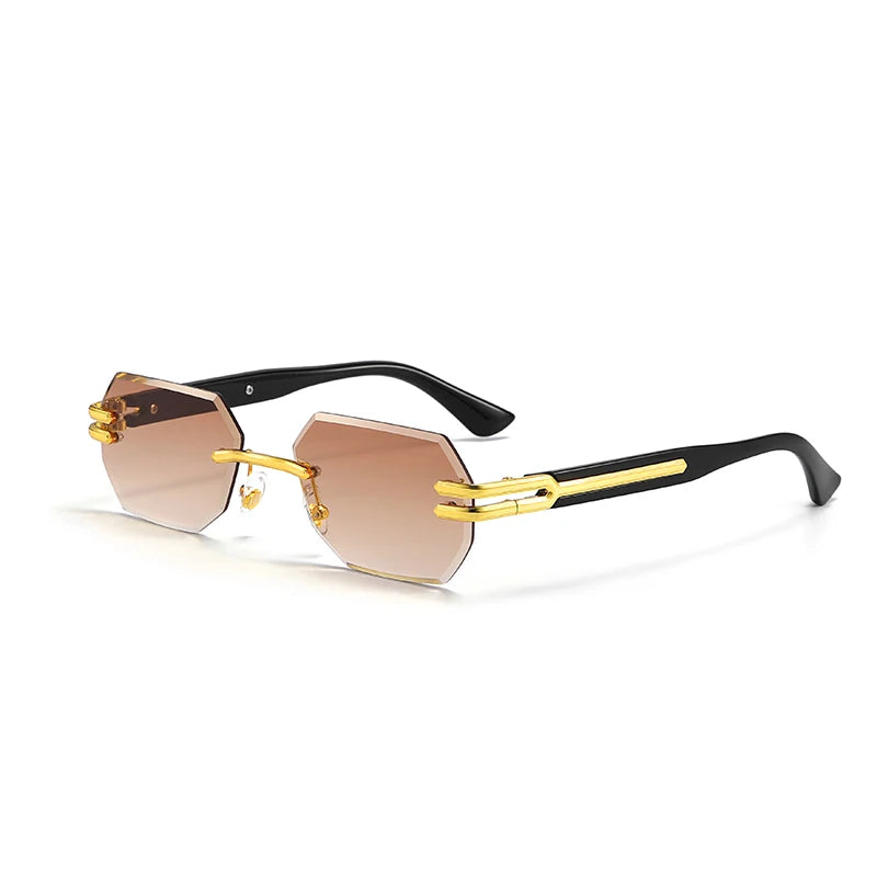 Lunettes de Soleil Homme Luxe Sans Monture Rectangle UV400 - Polarisation, Élégance et Protection