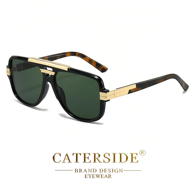 Lunettes de Soleil Homme Luxe Double Pont Pilote UV400 - Retro Carré