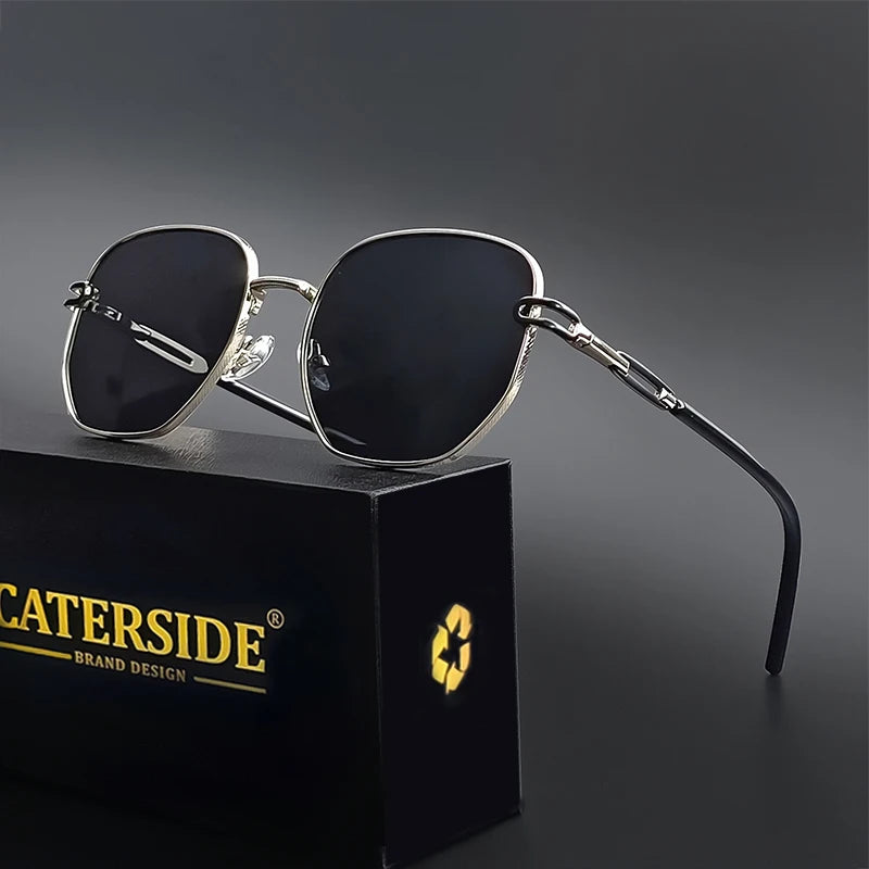 Lunettes de Soleil Homme Luxe Polarisées - Monture Métal Polygonale UV400