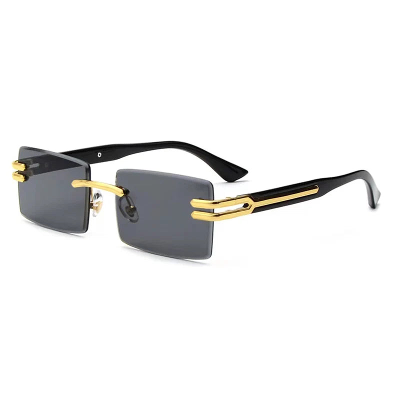 Lunettes de Soleil Homme Luxe Sans Monture Rectangle UV400 - Polarisation, Élégance et Protection