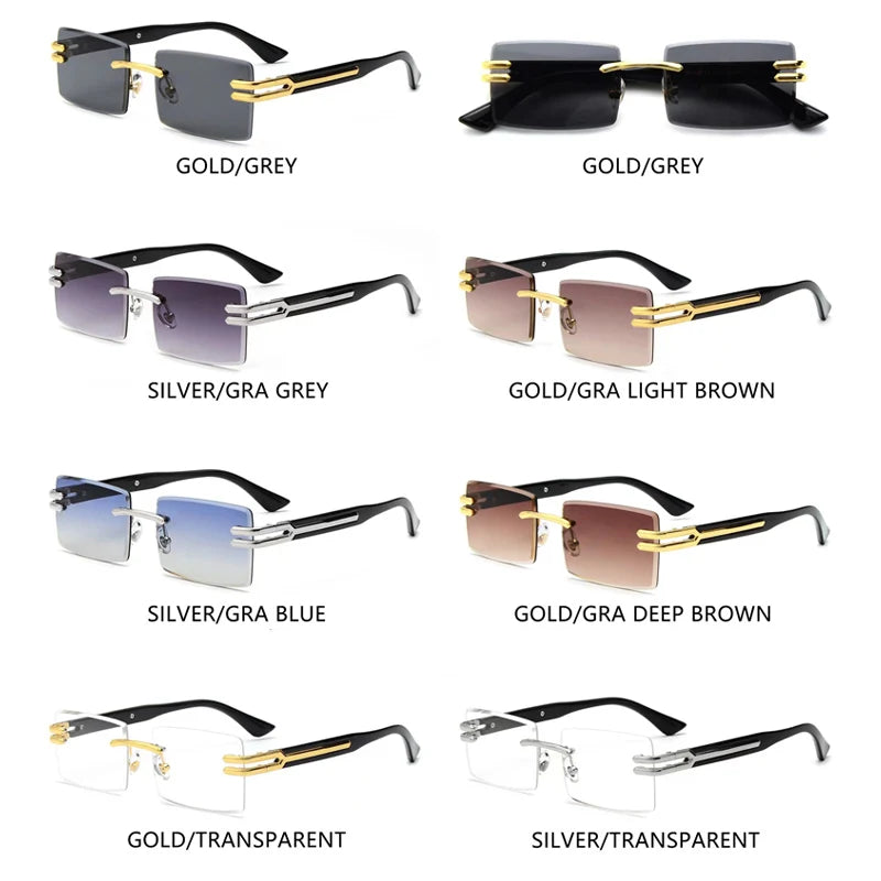 Lunettes de Soleil Homme Luxe Sans Monture Rectangle UV400 - Polarisation, Élégance et Protection