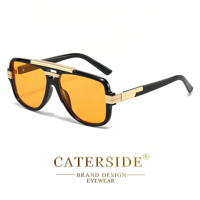 Lunettes de Soleil Homme Luxe Double Pont Pilote UV400 - Retro Carré