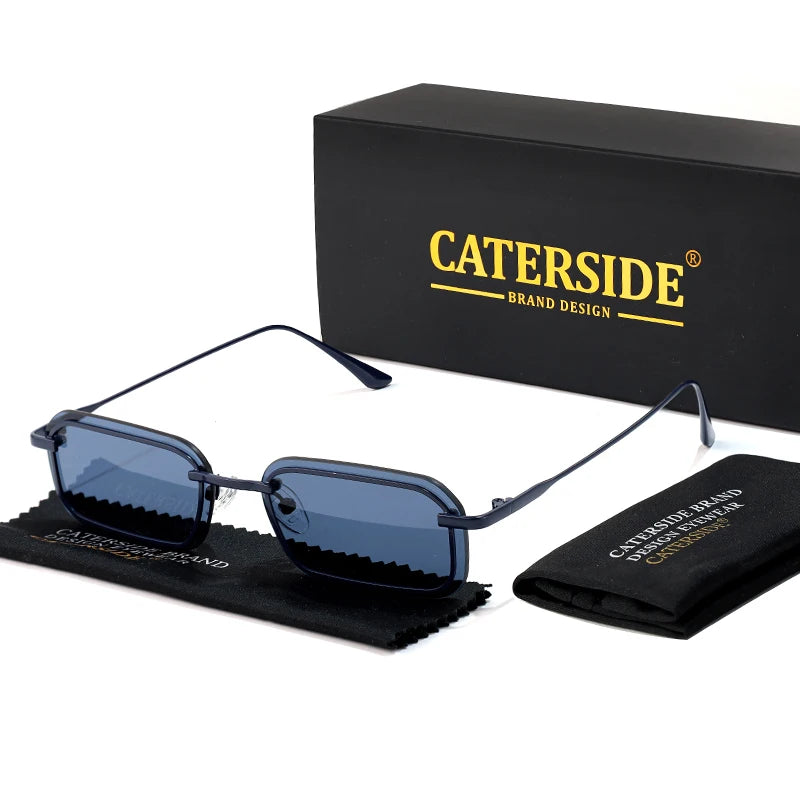 Lunettes de soleil homme luxe polarisées UV400 - Monture carrée rétro  punk.