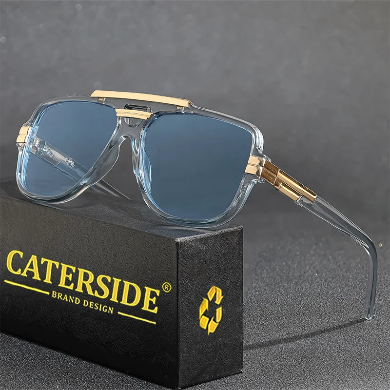 Lunettes de Soleil Homme Luxe Double Pont Pilote UV400 - Retro Carré