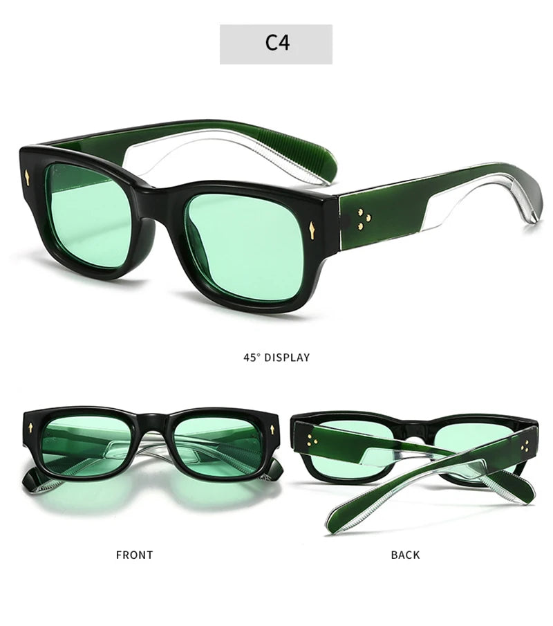 Lunettes de soleil homme luxe polarisées en couleurs vives - Square Rivets Punk
