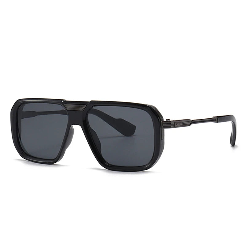 Lunettes de soleil homme luxe polarisées pas cher - Monture carrée rétro avec verres dégradés bleu foncé UV400