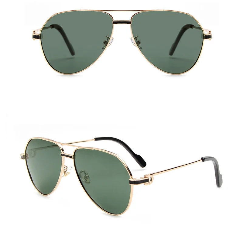 Lunettes de Soleil Homme Métal Luxe Polarisées - Monture Aviateur Élégante