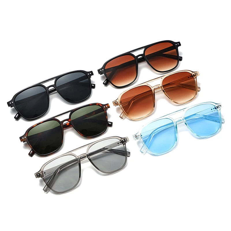 Lunettes de soleil homme luxe polarisées UV400 - Double pont, monture rétro rivetée