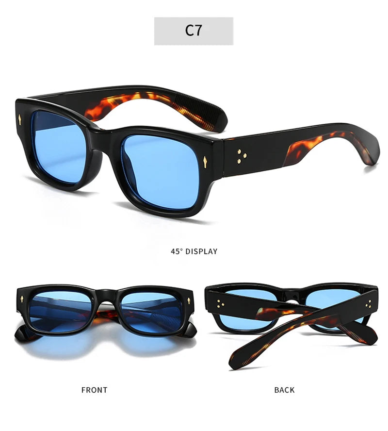 Lunettes de soleil homme luxe polarisées en couleurs vives - Square Rivets Punk