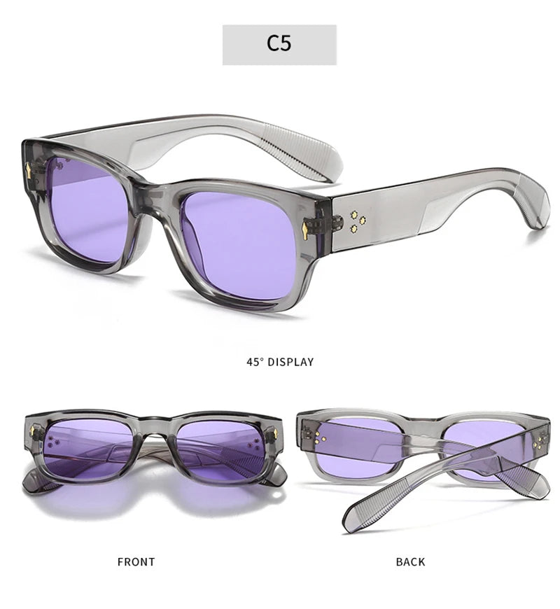 Lunettes de soleil homme luxe polarisées en couleurs vives - Square Rivets Punk