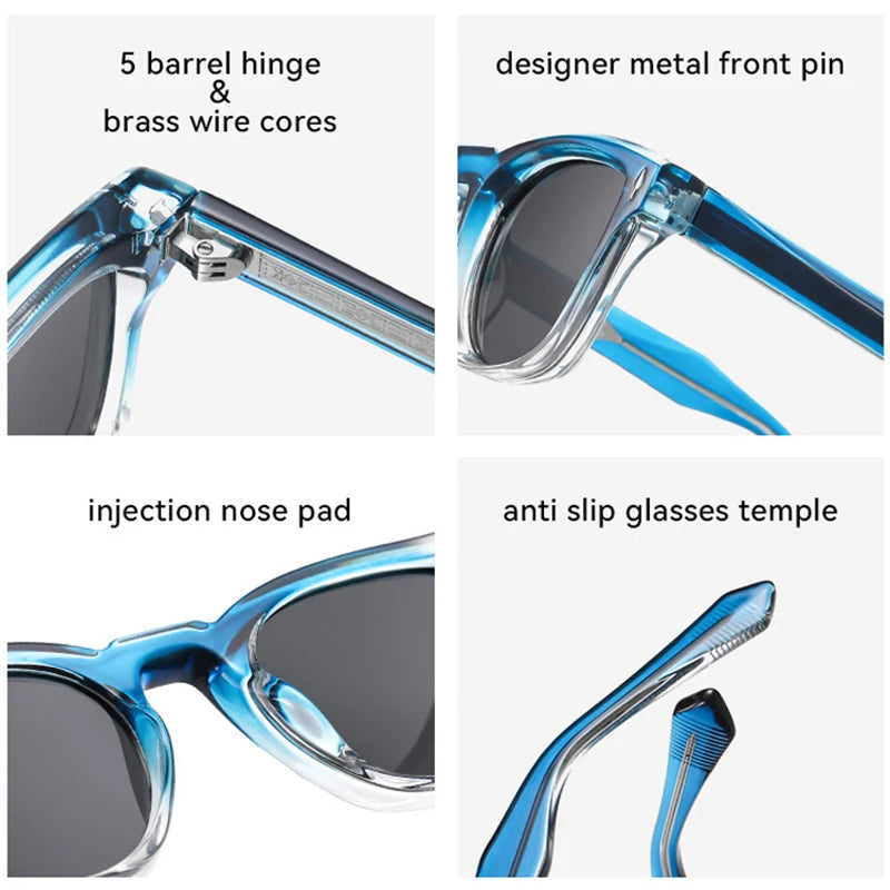 Lunettes de soleil homme luxe polarisées UV400 - Rivets punk et dégradé clair