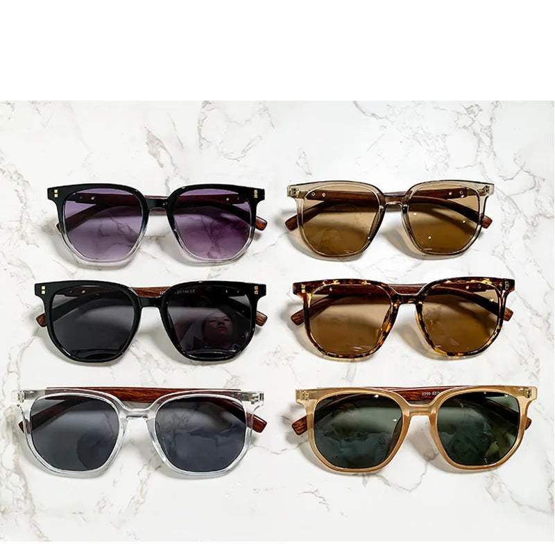Lunettes de soleil homme luxe : Square Sunglasses Wood Graining UV400 | LDSH