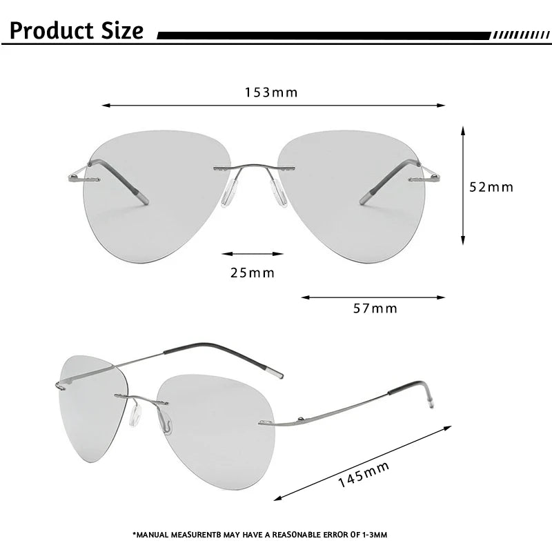 Lunettes de Soleil Homme Titanium Designer Polarized Luxe - Gris Photochromic