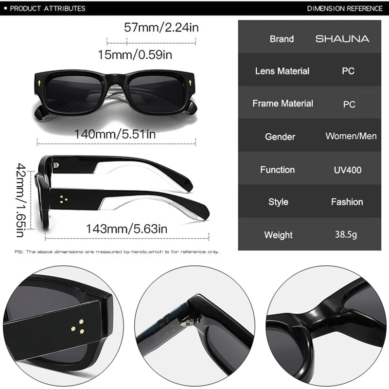 Lunettes de soleil homme luxe polarisées en couleurs vives - Square Rivets Punk