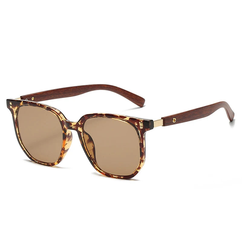 Lunettes de soleil homme luxe : Square Sunglasses Wood Graining UV400 | LDSH