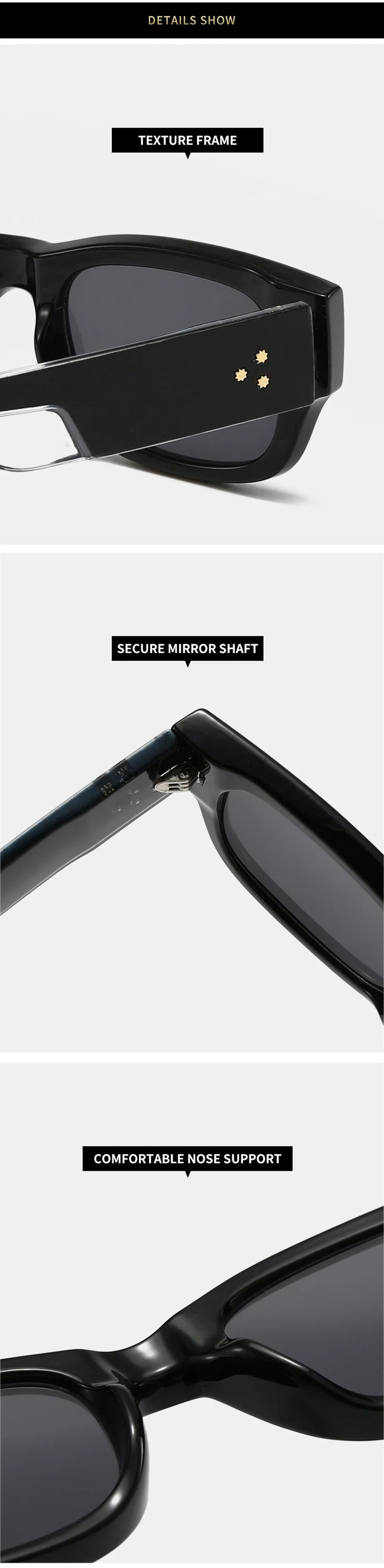 Lunettes de soleil homme luxe polarisées en couleurs vives - Square Rivets Punk