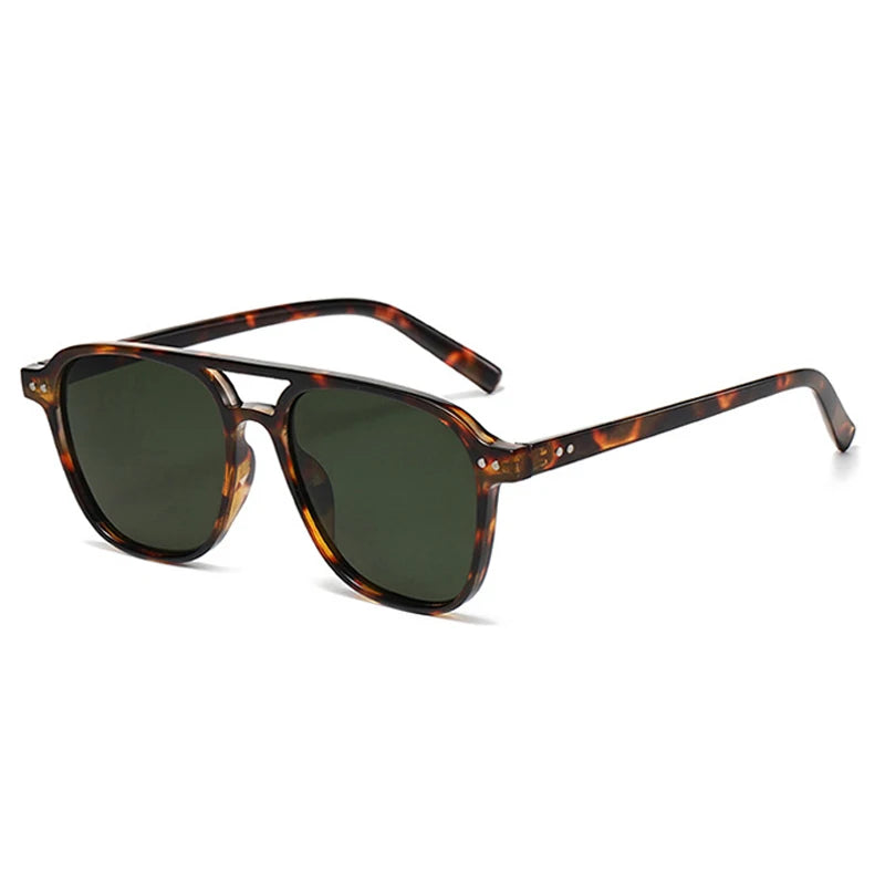 Lunettes de soleil homme luxe polarisées UV400 - Double pont, monture rétro rivetée