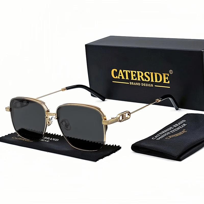 Lunettes de Soleil Homme Luxe Polarisées Pas Cher UV400 - Monture Métal Retro