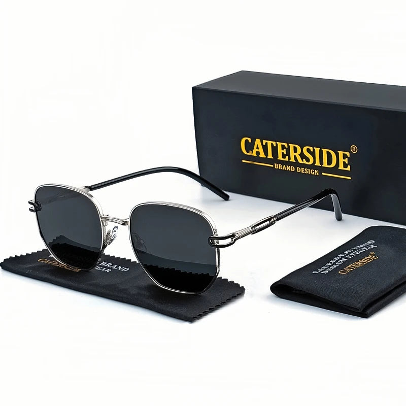 Lunettes de Soleil Homme Luxe Polarisées - Monture Métal Polygonale UV400