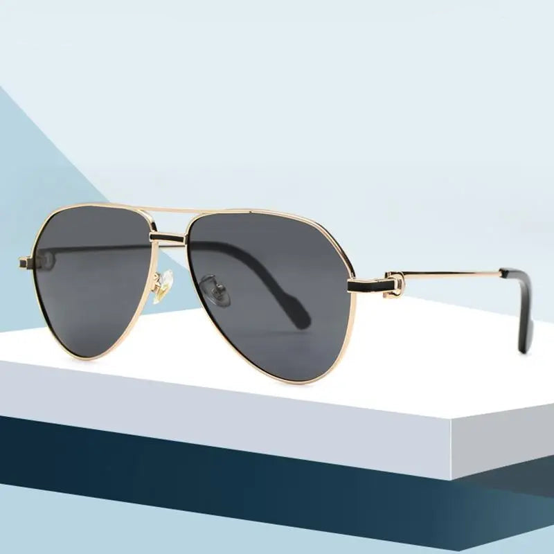 Lunettes de Soleil Homme Métal Luxe Polarisées - Monture Aviateur Élégante