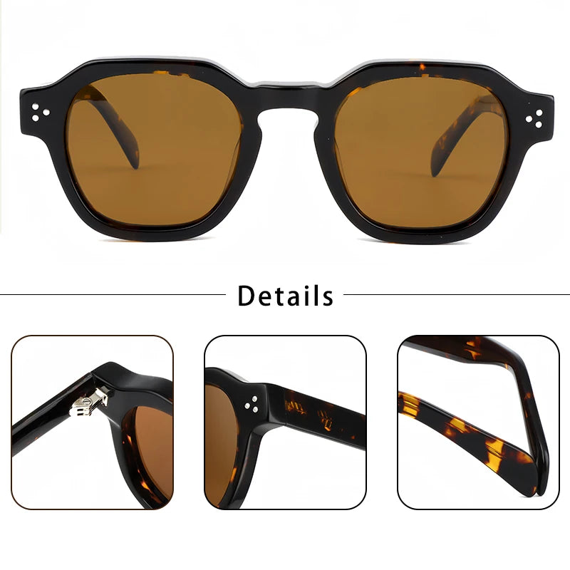 Lunettes de Soleil Homme Polarisées Acétate - Monture Rétro Carrée Luxe UV400