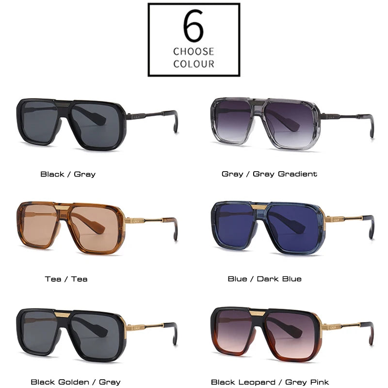 Lunettes de soleil homme luxe polarisées pas cher - Monture carrée rétro avec verres dégradés bleu foncé UV400