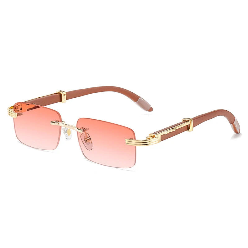 Lunettes de soleil homme luxe bois sans contour UV400 - Rectangulaire polarisées