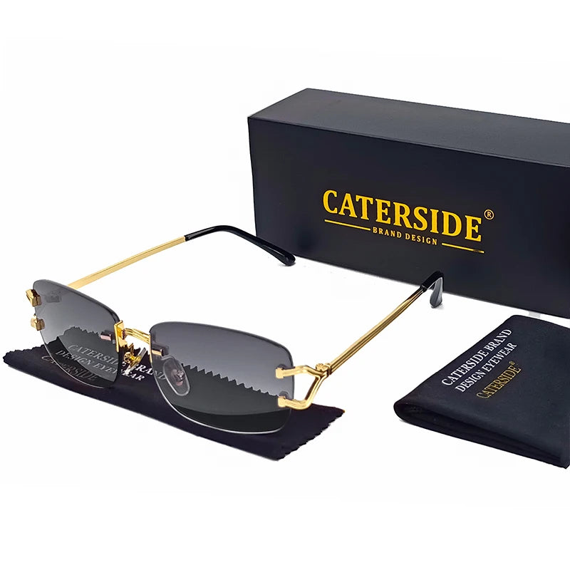 Lunettes de soleil homme luxe - Monture métal sans cadre - Verres polarisés