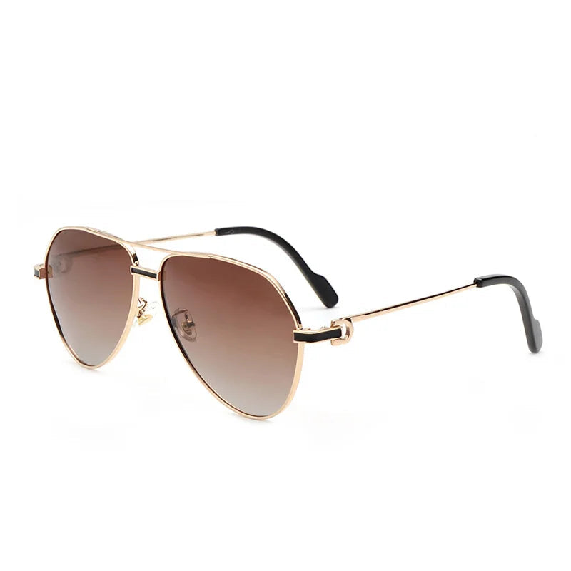 Lunettes de Soleil Homme Métal Luxe Polarisées - Monture Aviateur Élégante