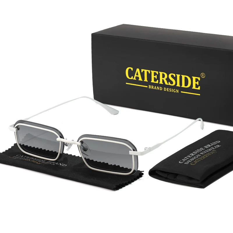 Lunettes de soleil homme luxe polarisées UV400 - Monture carrée rétro  punk.