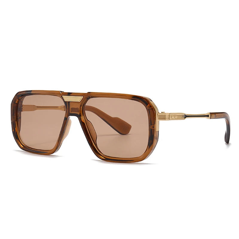 Lunettes de soleil homme luxe polarisées pas cher - Monture carrée rétro avec verres dégradés bleu foncé UV400