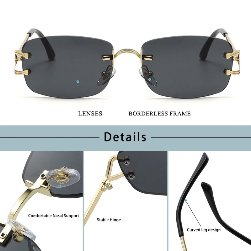 Lunettes de soleil homme luxe - Monture métal sans cadre - Verres polarisés