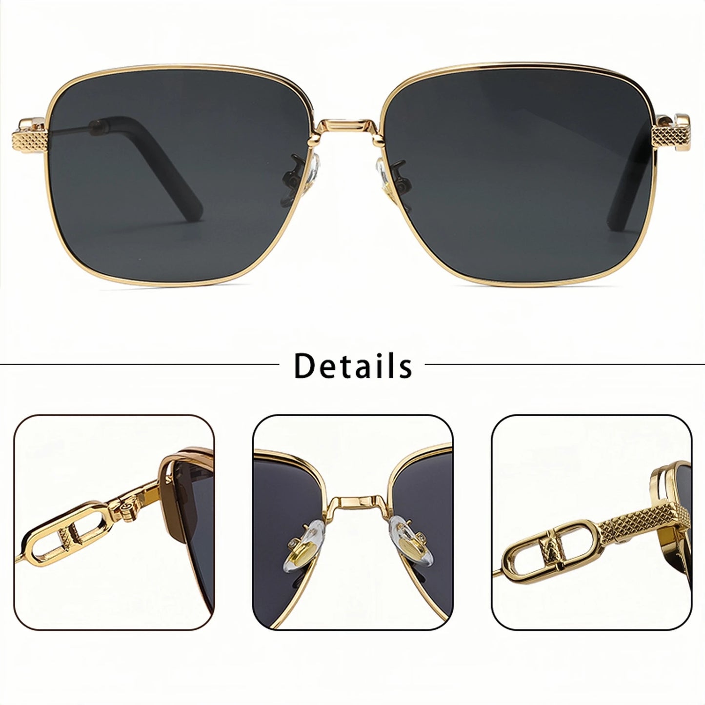 Lunettes de Soleil Homme Luxe Polarisées Pas Cher UV400 - Monture Métal Retro