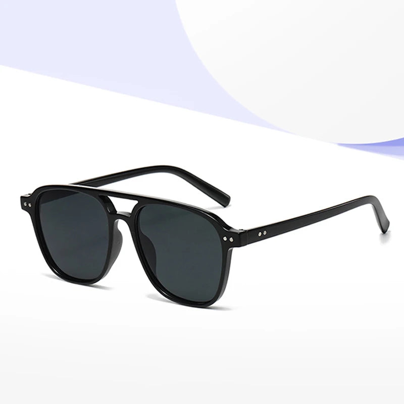 Lunettes de soleil homme luxe polarisées UV400 - Double pont, monture rétro rivetée