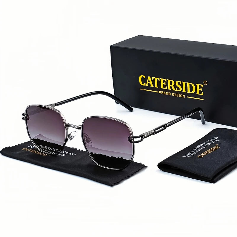Lunettes de Soleil Homme Luxe Polarisées - Monture Métal Polygonale UV400