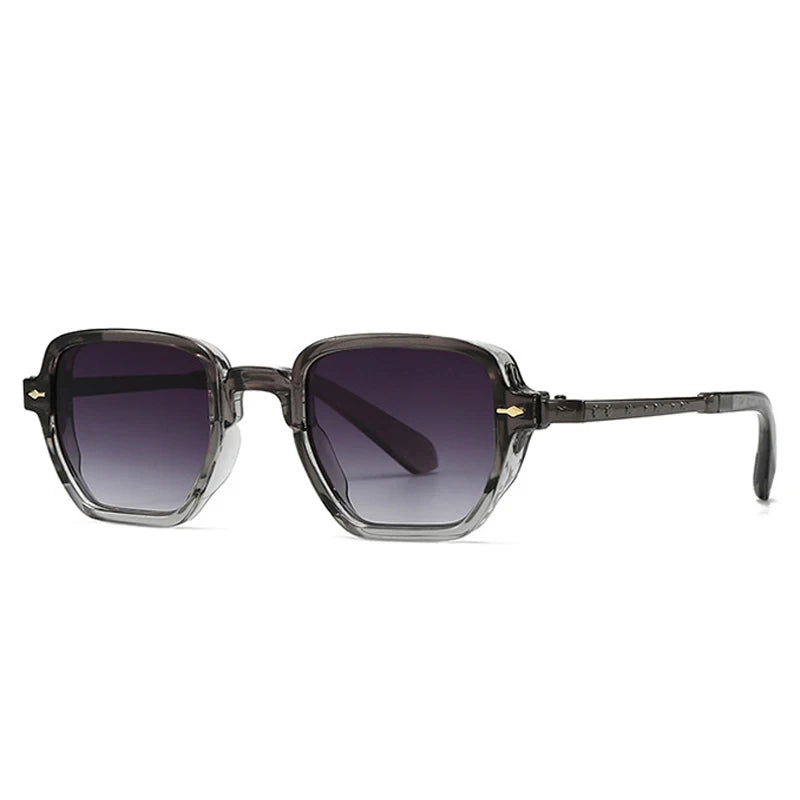 Lunettes de soleil homme luxe retro avec rivets carrés - Verres polarisés UV400