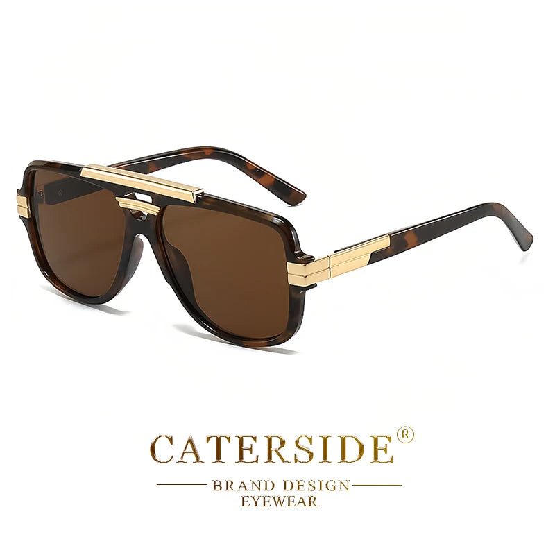 Lunettes de Soleil Homme Luxe Double Pont Pilote UV400 - Retro Carré