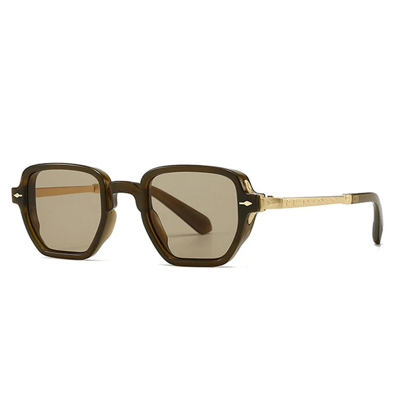 Lunettes de soleil homme luxe retro avec rivets carrés - Verres polarisés UV400