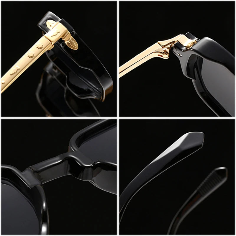 Lunettes de soleil homme luxe retro avec rivets carrés - Verres polarisés UV400