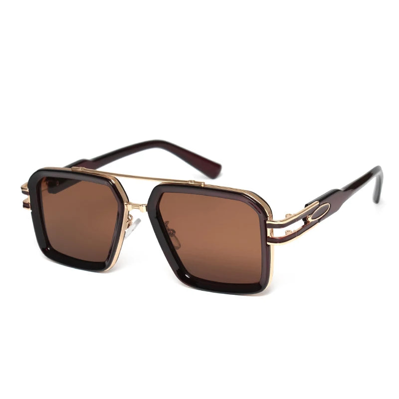 2025 Steam Punk Sunglasses Retro Square Men Women Fashion Double Beam Glasses Unisex Metal Frame Trendy Shades Oculos De Sol