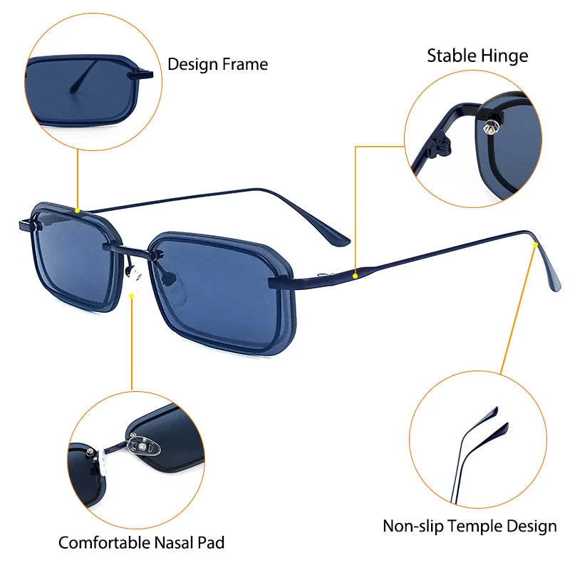 Lunettes de soleil homme luxe polarisées UV400 - Monture carrée rétro  punk.