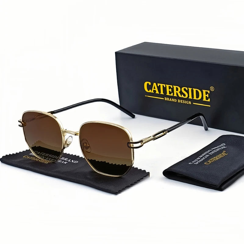Lunettes de Soleil Homme Luxe Polarisées - Monture Métal Polygonale UV400